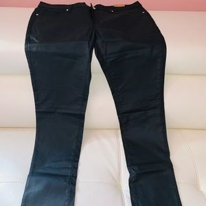 Black faux leather jeans